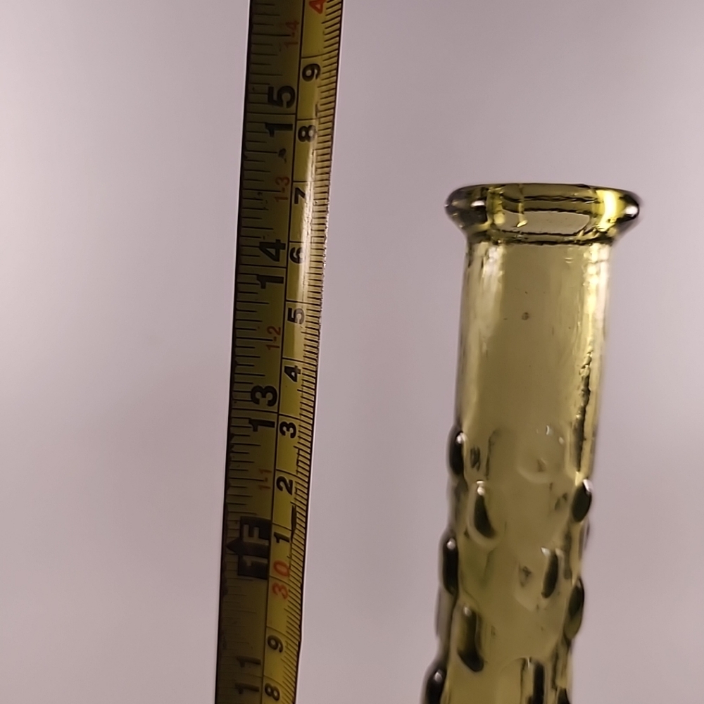 Vtg Empoli Glass Olive Green Genie Bottle Block Brick MCM 15” Italy NO STOPPER - Picture 9 of 13